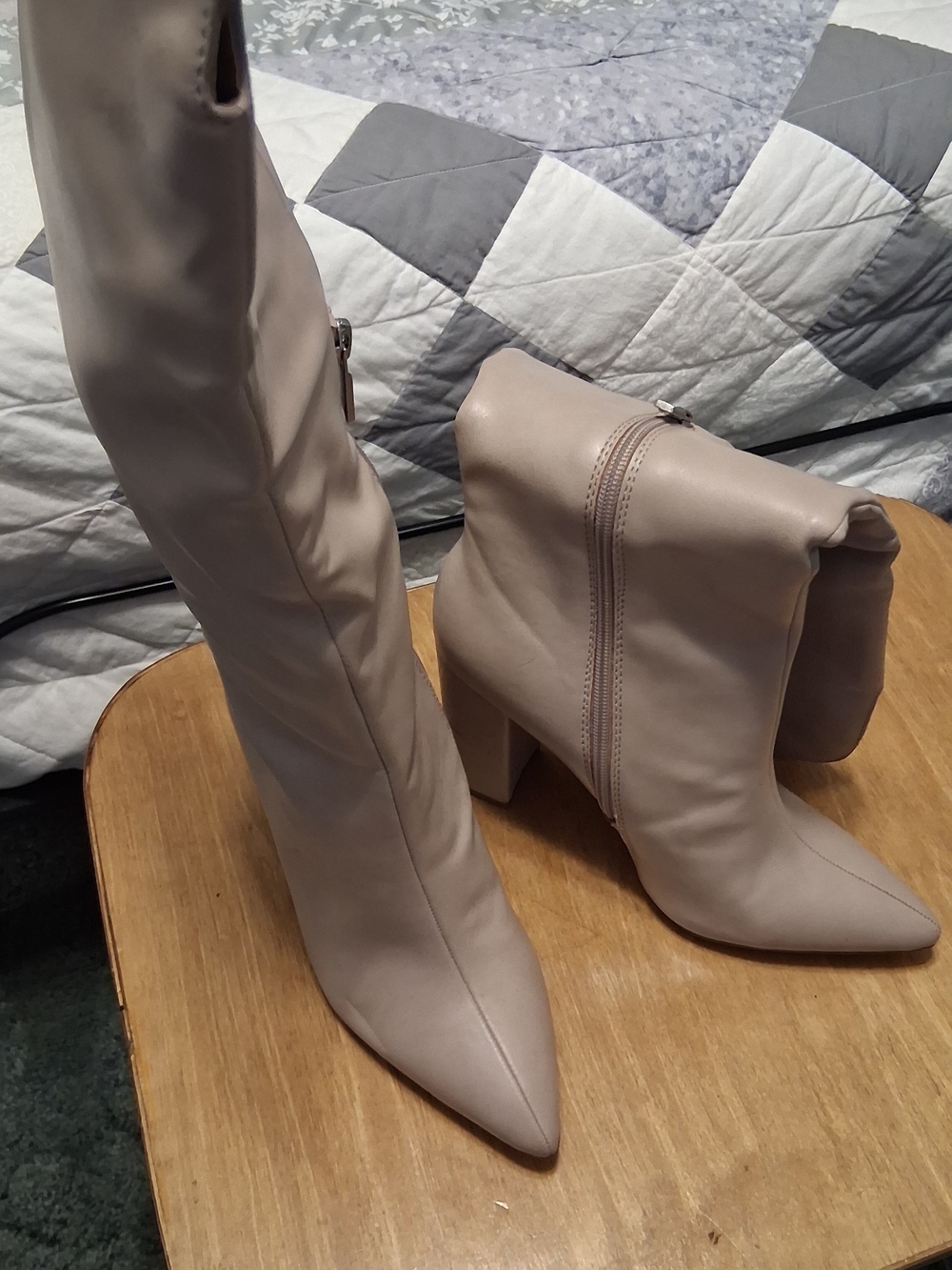 Women’s Taupe Knee-High Stylish Pointed Toe Heels